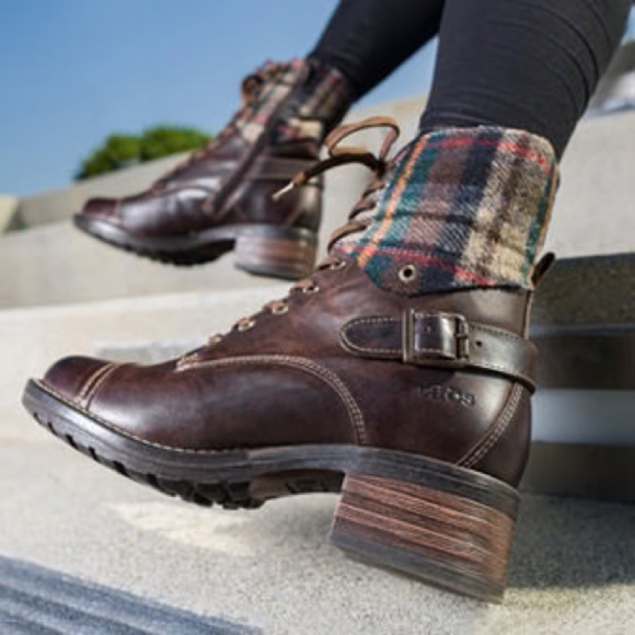 Taos Crave Plaid Chocolate Brown Boots Sz40 New - Picture 2 of 9
